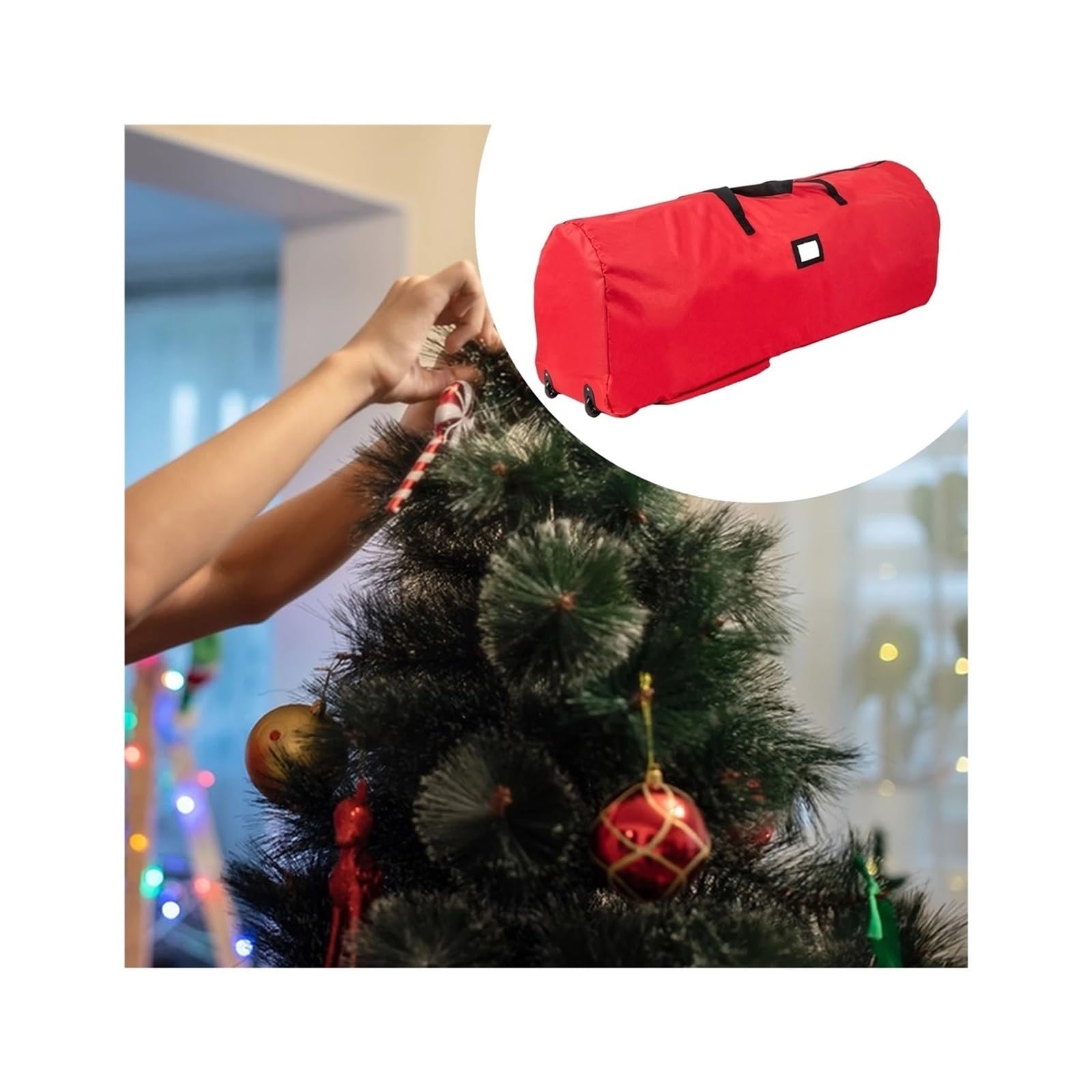 Weihnachtsbaum-Tragetasche, Mehrzweck-Oxford-Stoff-Aufbewahrung, leicht, mit Reißverschluss, Weihnachten, Rollen für Aufbewahrung(Color2,L)