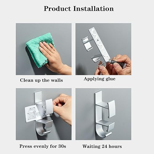 Miniatura 7 de Soporte de almacenamiento autoadhesivo, gancho de lavabo de aluminio espacial, resistente al agua, antioxidante, para cocina, baño, baño (color