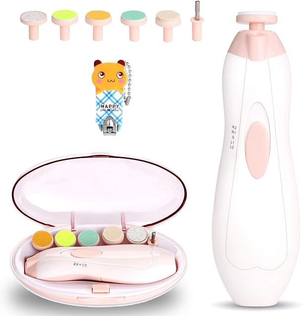 Baby Nail Clippers Baby Nail File Trimmer Electric Baby Nail Trimmer Safe for Newborn Toddler Toes Fingernails Care Trim Polish -Battery Operated (AA)