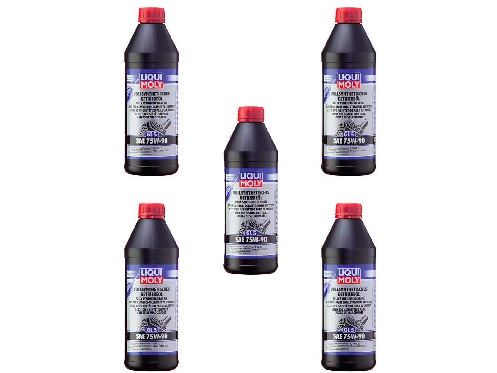 5X Original Liqui Moly 1L Vollsynthetisches Getriebeöl (GL5) SAE 75W-90 Gear Oil