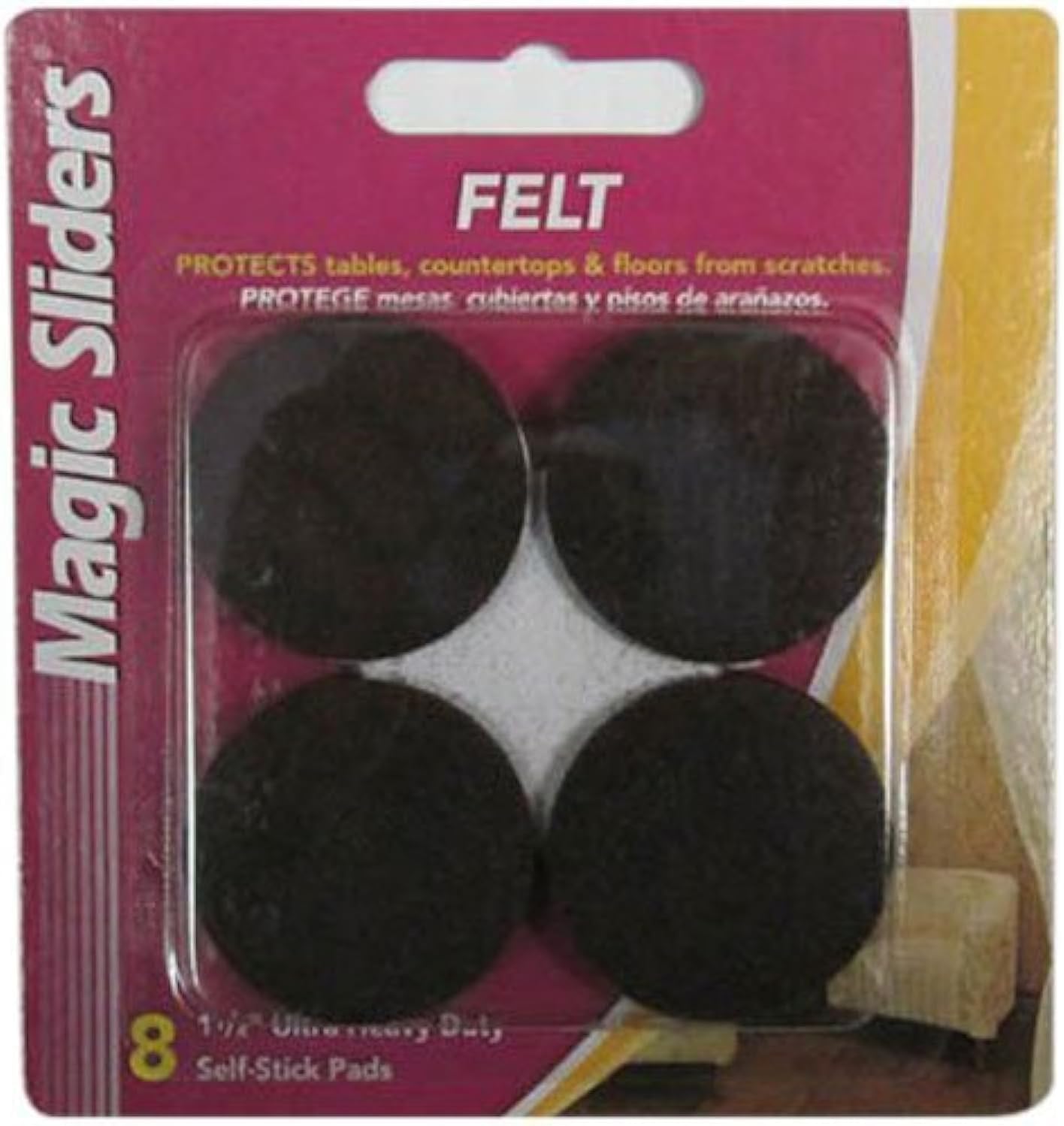 MAGIC SLIDERS 61712-1 Inch Round 8 Pack Adhesive Sliding Discs - Self-adhesive Furniture Disc Pad Sliders for Household Furniture to Protect Surfaces, Wood, Tile, Carpet, and Vinyl Floors