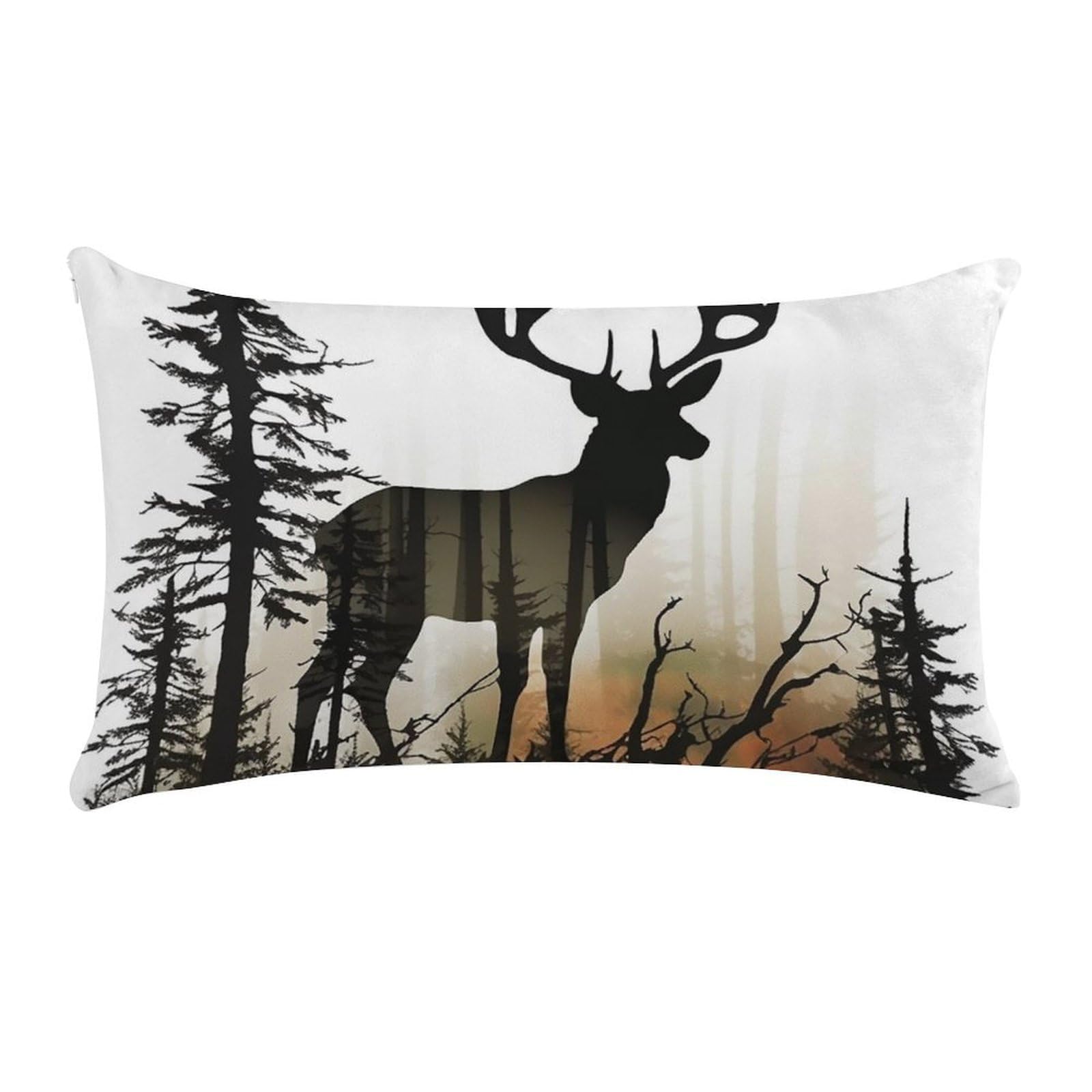 Deer Silhouette Pillow Cases for Sofa, Super Soft Plush Pillow Cover with Zipper, Luxury Cozy Pillow Shams for All Seasons, Lightweight Pillowcases for Bedroom, 12" X 20"