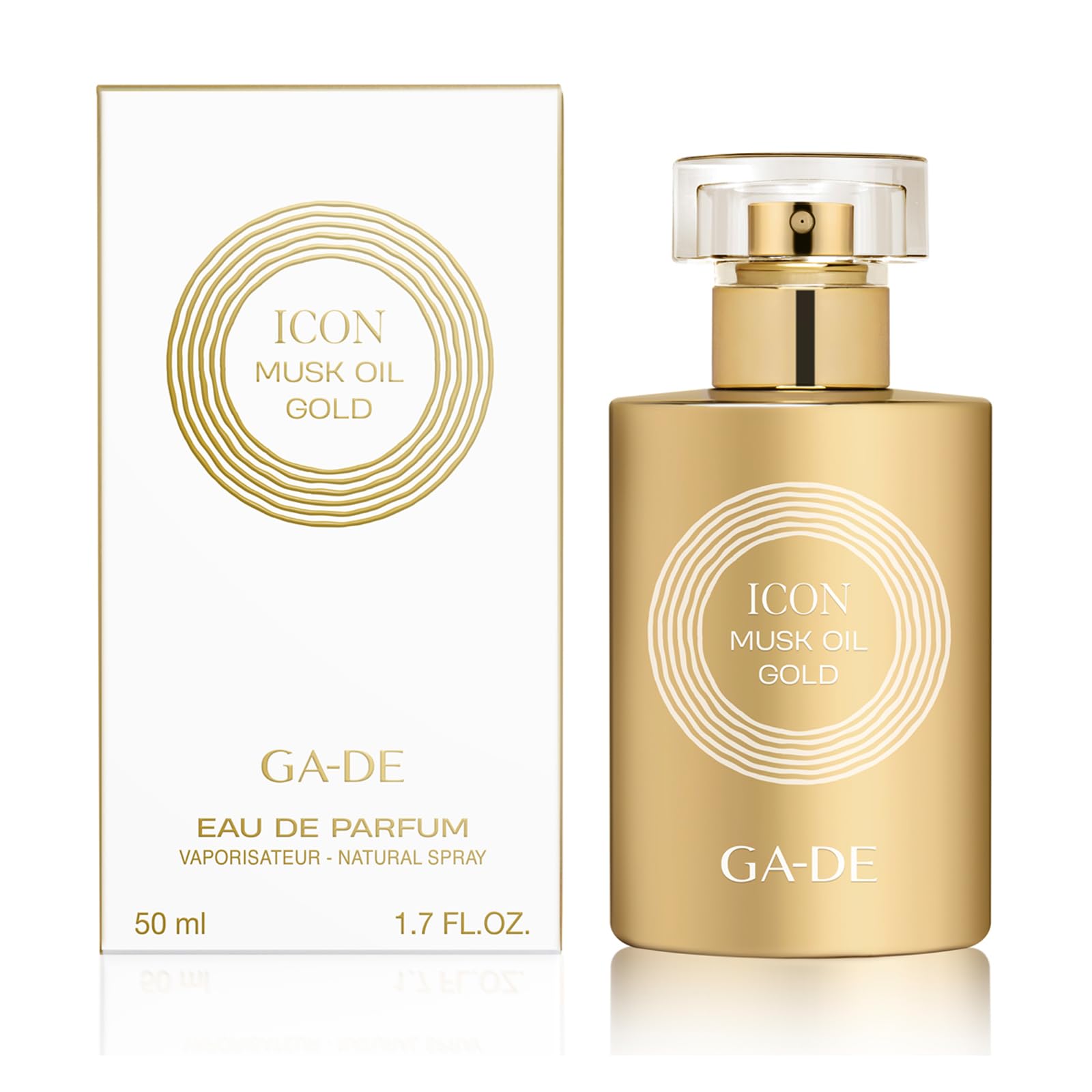 GA-DE Icon Musk Oil Gold EDP Spray perfumy dla kobiet - nuty mandarynki, czarnej porzeczki, jaśminu i paczuli - promieniuje pozytywną energią - 48 g