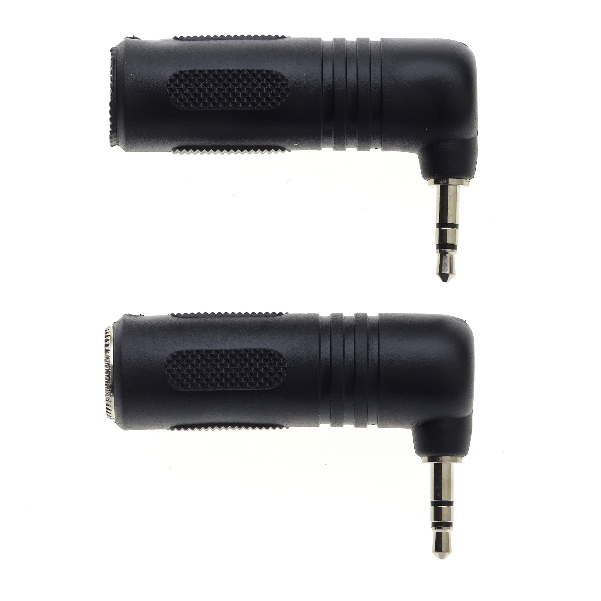 Keple Adattatore audio da 6,35 a 3,5 ad angolo retto, adattatore jack a 90 gradi da 6,35 mm 1/4" pollici stereo femmina a 3,5 mm 1/8" pollici stereo maschio, Confezione da 2
