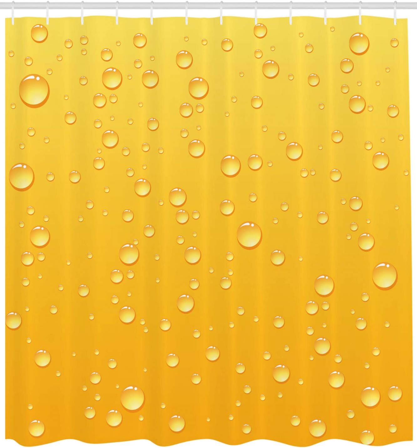 Ambesonne Yellow Shower Curtain, Ombre Background Like Beer in a Glass Water Drops Graphic Art Prints, Cloth Fabric Bathroom Decor Set with Hooks, 69" W x 84" L, Yellow