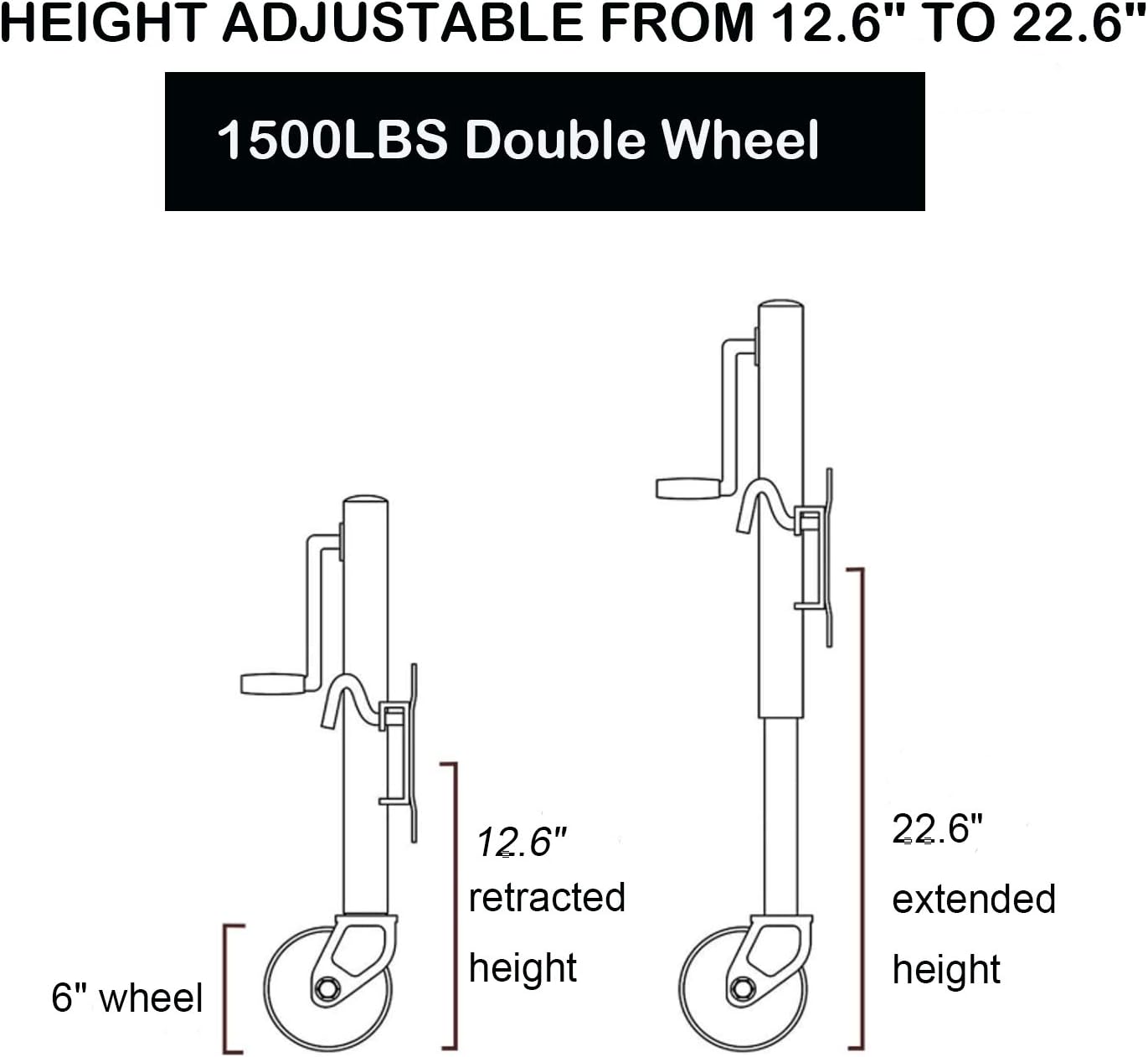 Buy MYOYAY Swivel Trailer Jack with 6 inch Dual Wheel 1500 Lbs Capacity