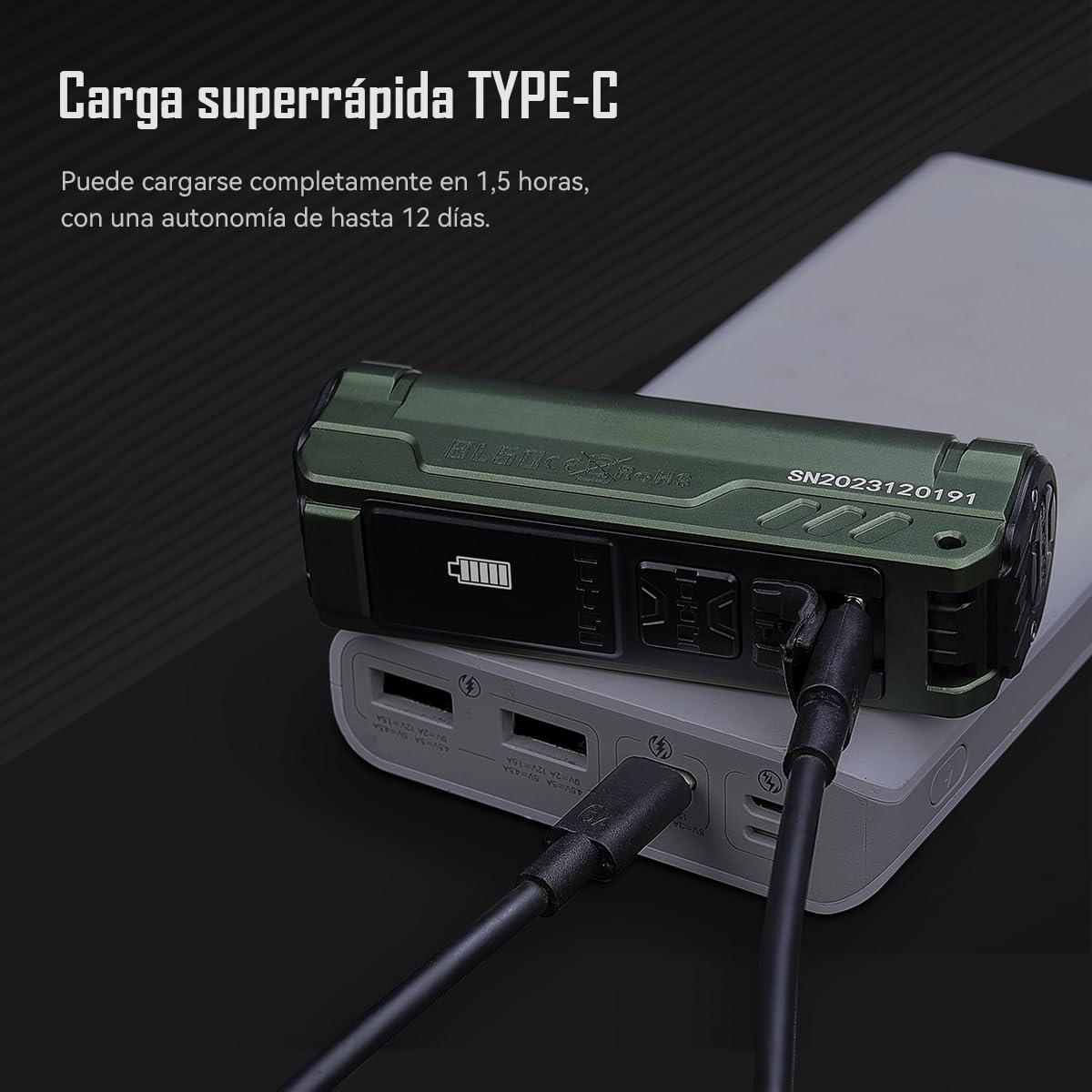 IMALENT BL50 Linterna Led Recargable 3,600 Lúmenes, con Luz Blanca y UV, Mini Linterna de Alto Rendimiento - 6 Modos, Pantalla OLED para Camping, Senderismo, Ciclismo, Emergencias (GRIS)