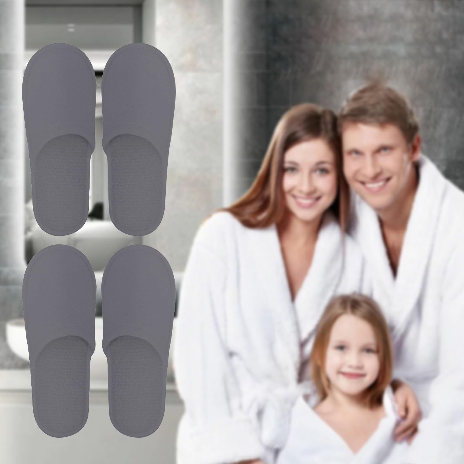 Pantofole Hotel - 2 Paia Usa E Getta Antiscivolo per Ospiti, SPA, Ciabatte Monouso, Sposa Bianco (Taglia EU 37-43, Grigio)