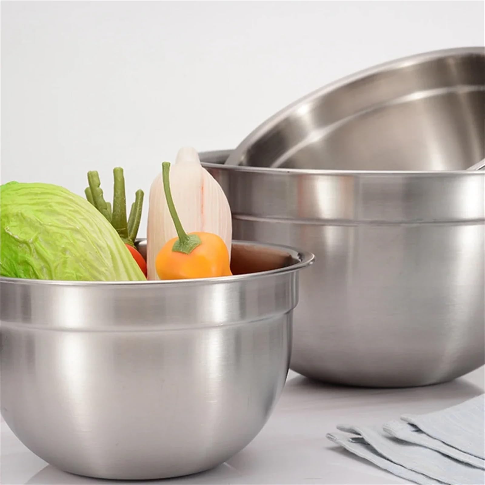 Bol De Acero Inoxidable Juego de 6 cuencos acero inoxidable for mezclar, for cocina, comedor, ensalada, for cocinar, hornear y almacenar alimentos(14-24cm)