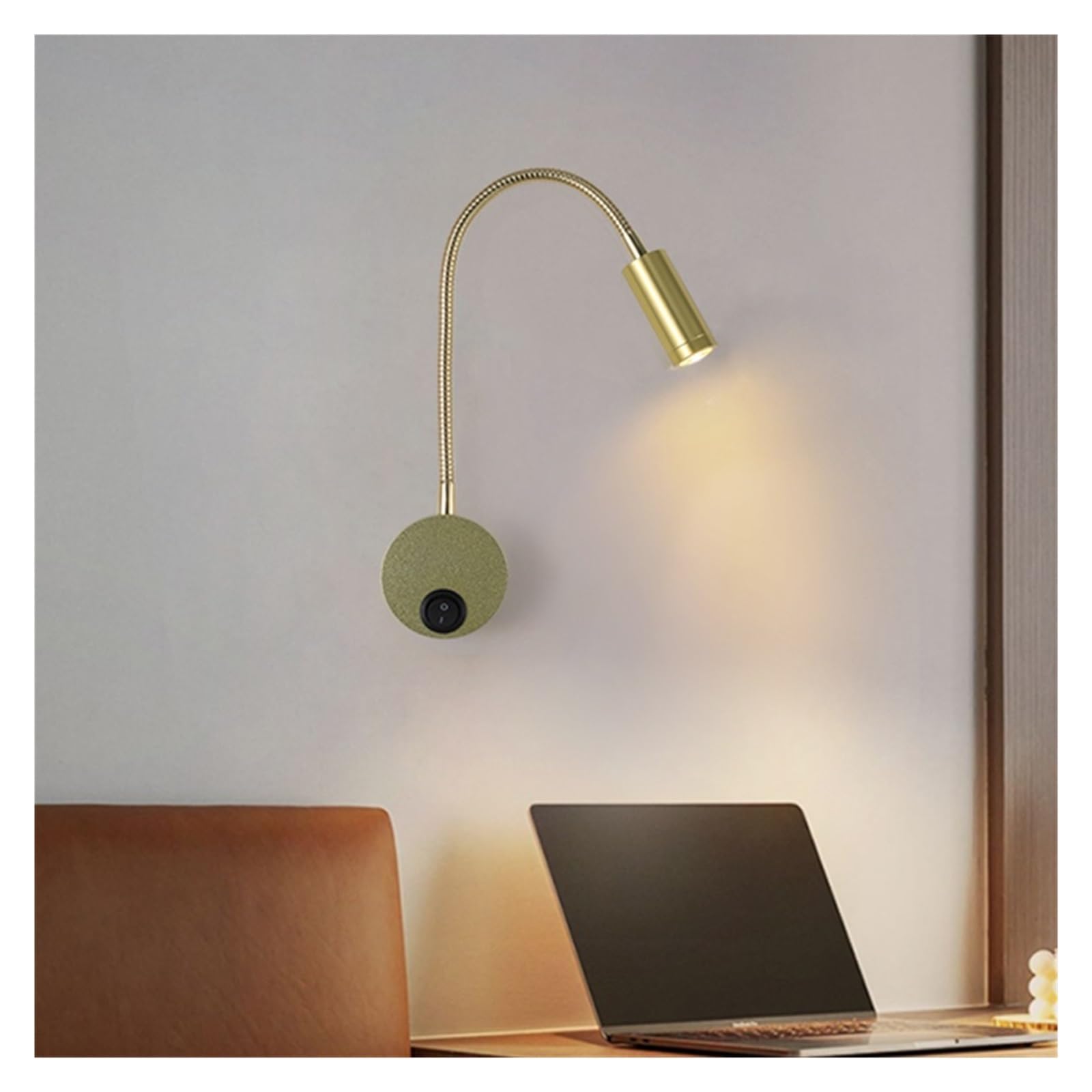 Lampa Ścienna LED 3W Z Gęsią Szyją, Elastyczna, Regulowana, Przełącznikiem, Do Pracy I Nauki, Montażu Na Ścianie, 85-265 V, Sypialni, Przy Łóżku, Lampka Nocna Elastyczna Regulacja(White)