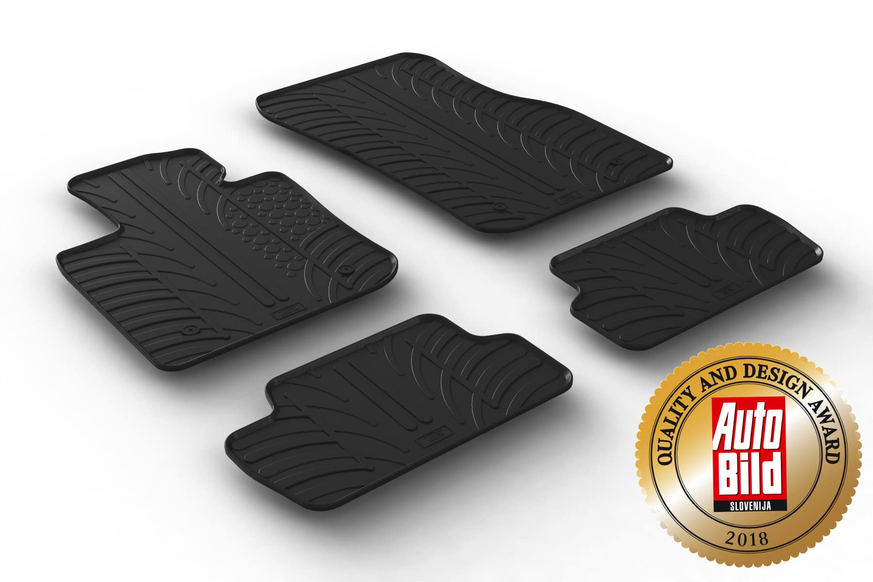 AROBA GL0407 Design Gumowe dywaniki kompatybilne z Mini Cooper 3-drzwiowe F56 od roku produkcji 03.2014> podwyższona krawędź 4-częściowy kolor czarny maty gumowe dywaniki samochodowe dopasowane