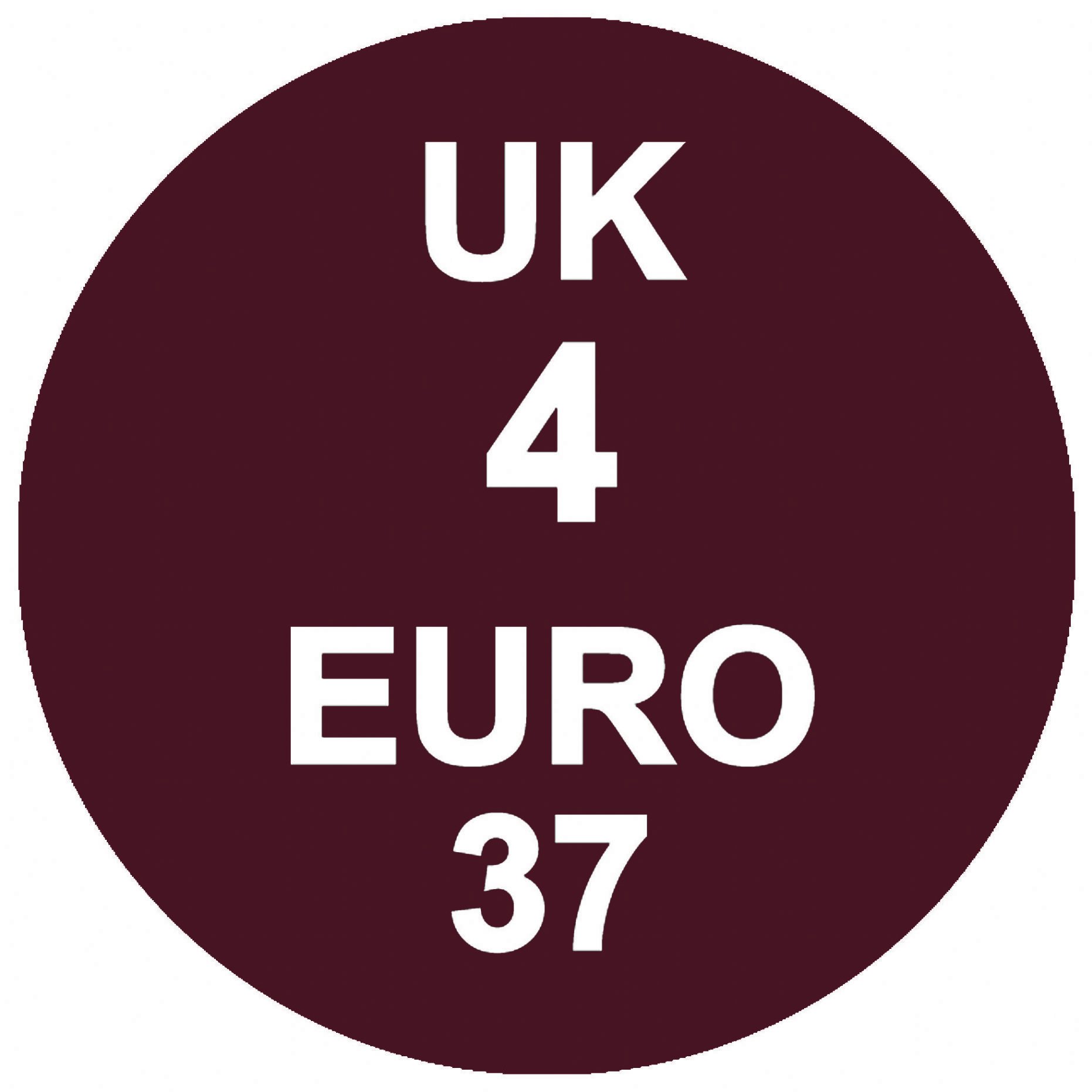 UK Shoe Size Stickers, UK 4 / Euro 37, 500