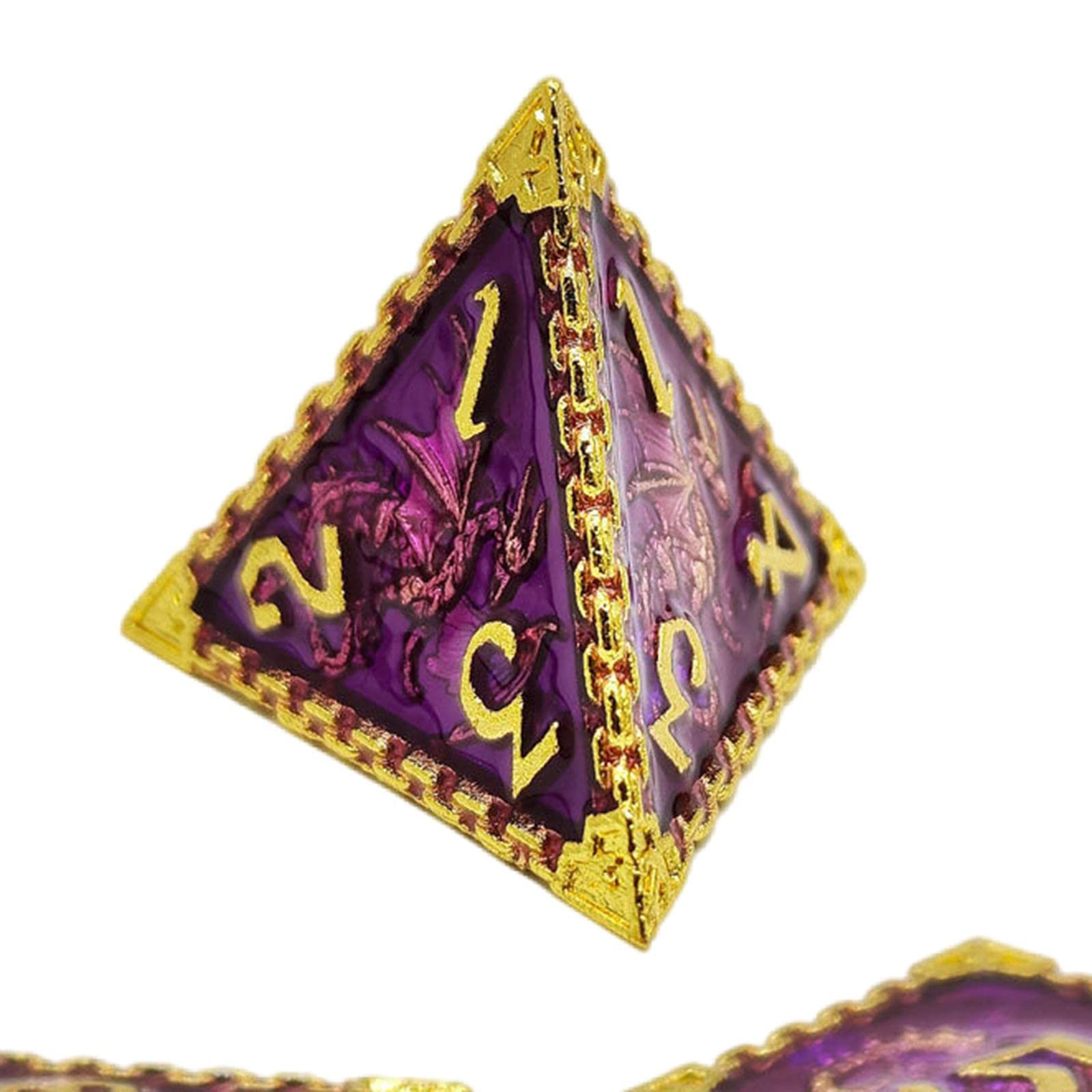 Zestaw kości do gry, 7 sztuk Wielościenny wielostronny zestaw akcesoriów do kasyna Rekwizyty Zaopatrzenie imprezy Odgrywanie ról dla DND dla dorosłych RPG, zielony (Color : Purple Golden)
