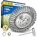 Produktbild S&R Stahlbürste, Unkrautbürste 200 mm x 25,4 mm, 5-tlg Set mit Zubehör, Stahldraht gezopft, Kegelbürste für Rasentrimmer, Motorsense, Freischneider gegen Unkraut, Moos, starke Verunreinigungen