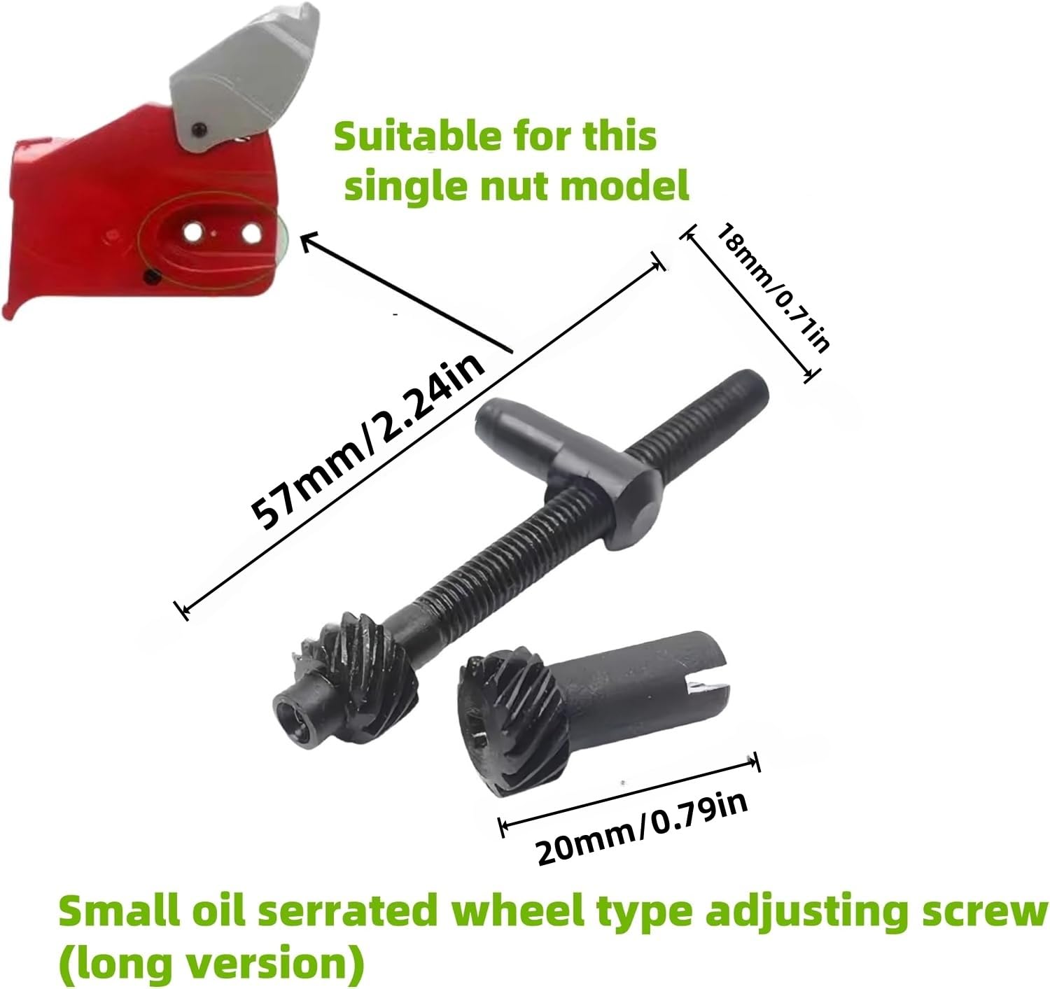 Tensor de tornillo de ajuste de cadena, tornillo de ajuste de motosierra, kit de repuesto de metal para motosierra, herramienta de ajuste de tensión (longitud 5,7 cm)