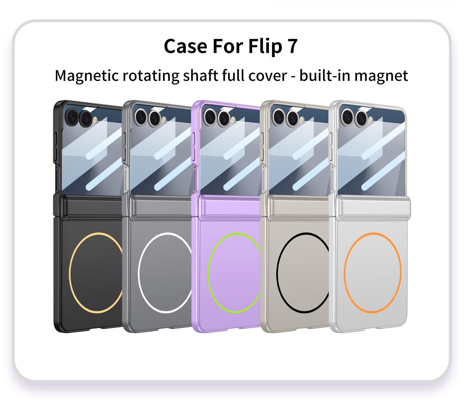 COQUE Custodia per Galaxy Z Flip 7, custodia per cellulare con cerniera magnetica e pellicola protettiva, custodia pieghevole con ricarica wireless per Samsung Galaxy Z Flip 7 5G-Nero