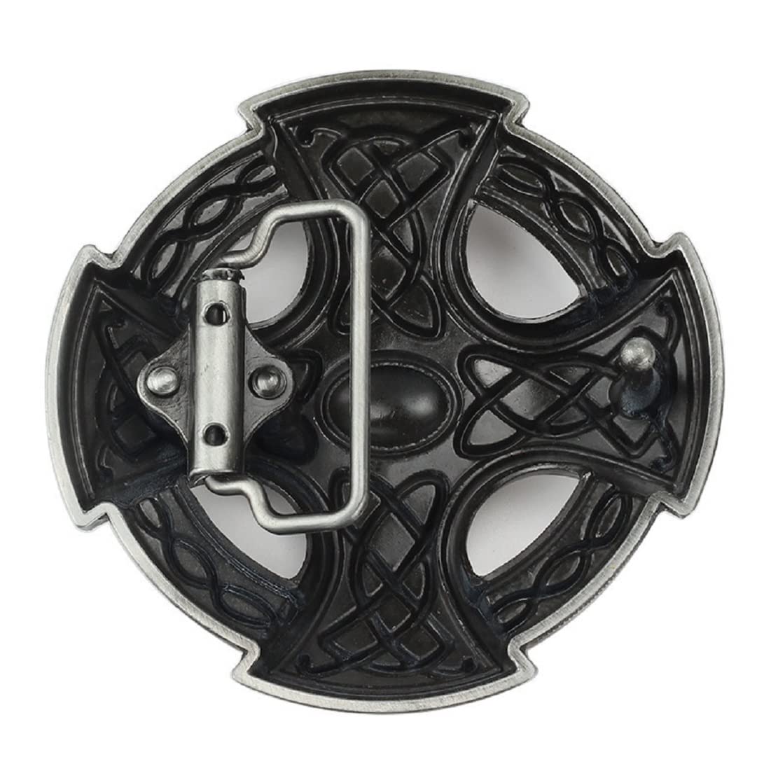 Longcreek Cross Belt Buckle for Men, Viking Celtic Cross Belt Buckle, Punk Celtic Knot Cross Round Belts Buckle, Western Cowboy Belt Buckles, Vintage Punk Rock belt buckle