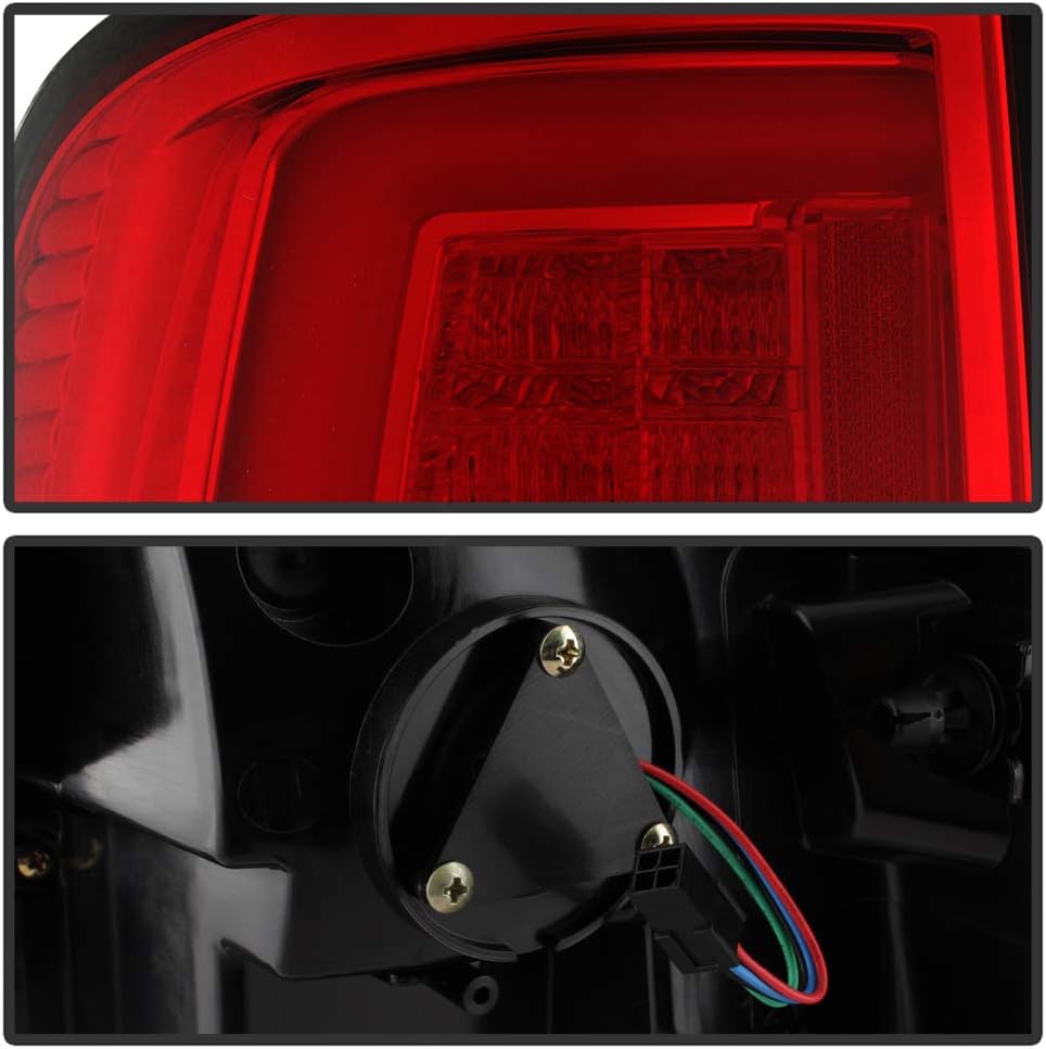 ACANII - For [Factory LED Tail Light Model] 2013-2018 Dodge Ram 1500 Red Clear LED Tube Tail Lights Brake Lamps V2 Pair