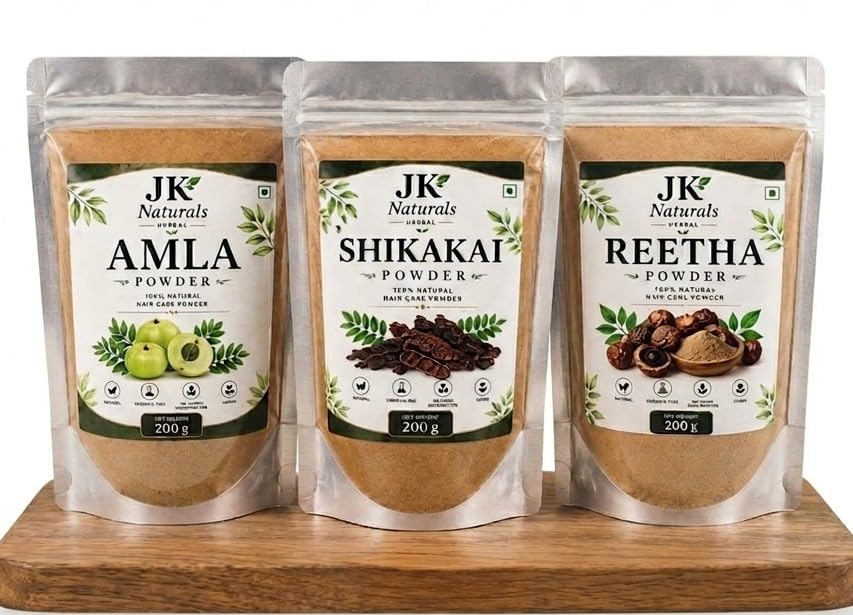 JK Naturals Hair Care Combo Amla, Shikakai and Reetha Powder Combo for Strong and Healthy Hair, 200g Each, Pack of 3-image-36
