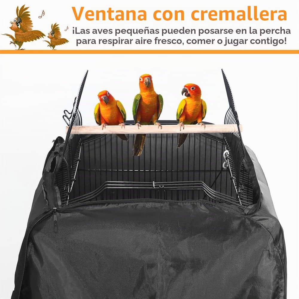ASOCEA Cubierta Extragrande para Jaula de Loros y pájaros, Cubierta Universal Opaca para periquitos, periquitos, guacamayos, Conure, jaulas cuadradas, Color Negro