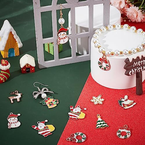 SUNNYCLUE 1 Box 40Pcs 20 Style Christmas Tree Charms Xmas Charms Winter Bulk Bell Santa Claus for jewellery Making DIY Bracelet Necklace Craft Christmas Party Decor Gold Silver - Image 4
