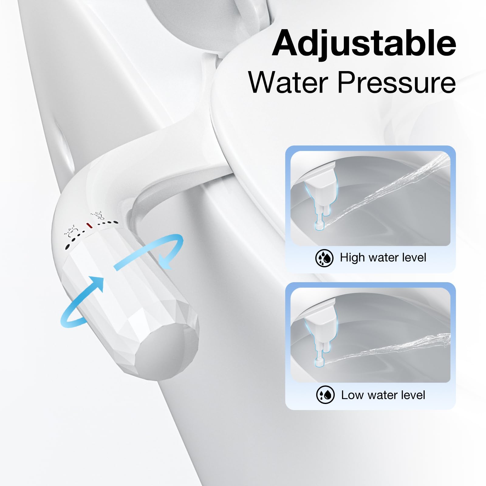 Bidet Toilette WC, Pulvérisateur Bidet non électrique bidet portable Bidet de gauche ultra-mince pour toilette Avec Pression d'eau Réglable Double Buses Rétractables Autonettoyantes Bidet Kit