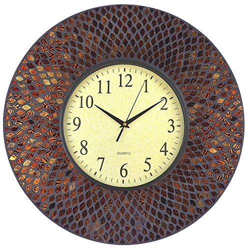 Lulu Decor, 19" Amber Comb Mosaic Wall Clock with Black
