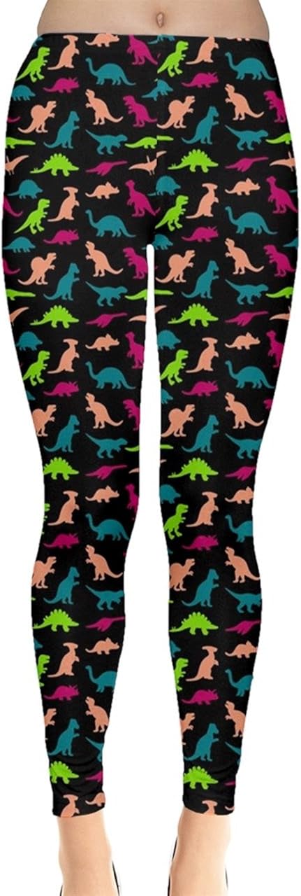 CowCow Womens Dinosaur Tyrannosaurus Rex Pterosaur Silhouettes Triceratops Brachiosaurus Stretchy Leggings, XS-5XL : Clothing, Shoes & Jewelry