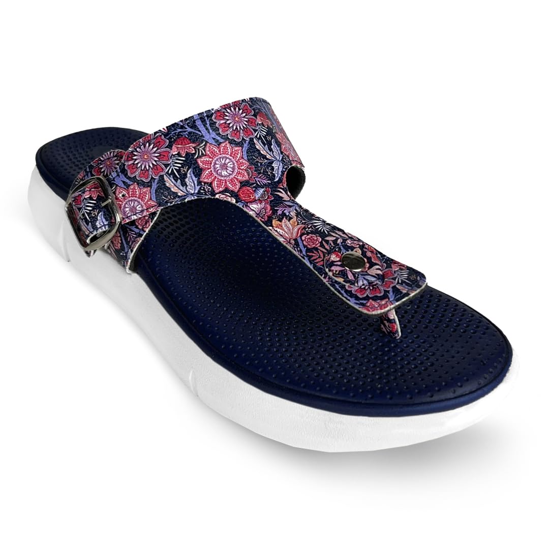 KazarMax Amelia Navy Floral Printed Flat Thong Sandals For Women -7 UK (B0CSWKQK47) Amazon Price History, Amazon Price Tracker