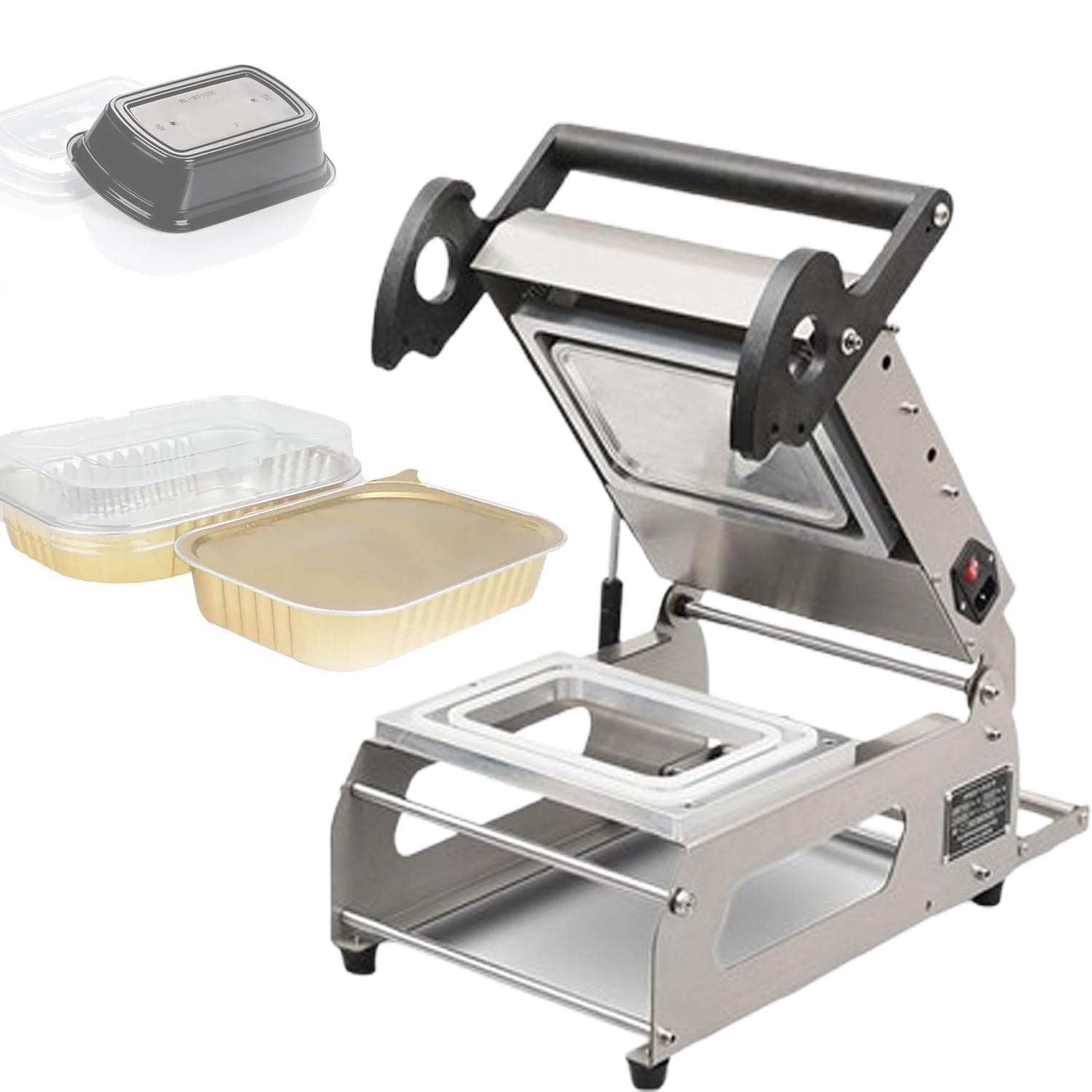 Máquina selladora de alimentos, sellador térmico comercial de 600 W con ajuste de temperatura, 7-8 veces/minuto, para restaurantes, mariscos y barbacoas, ancho de película 180 mm