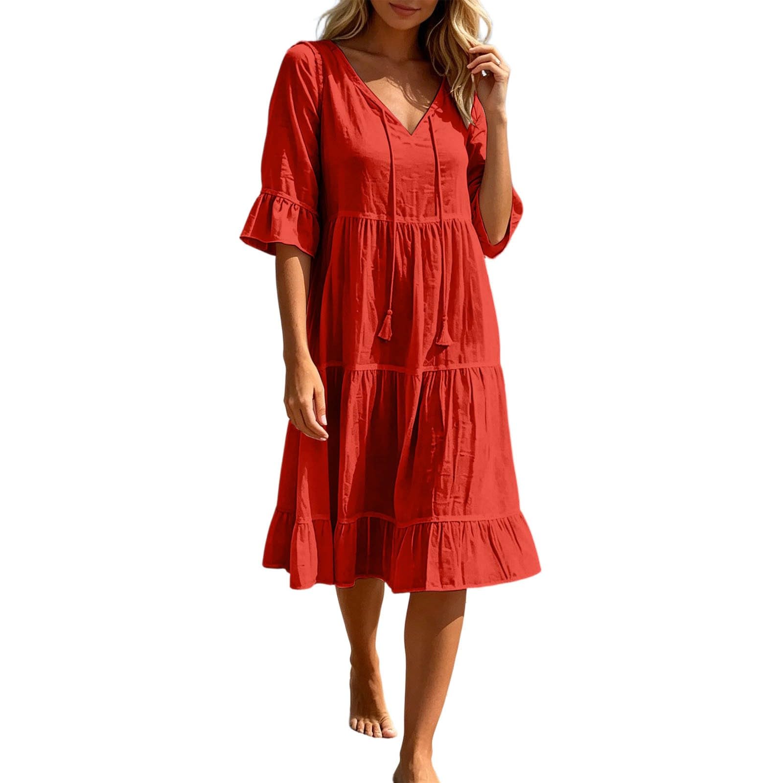 Robe à franges superposées décontractée pour look vacances et chic - 6