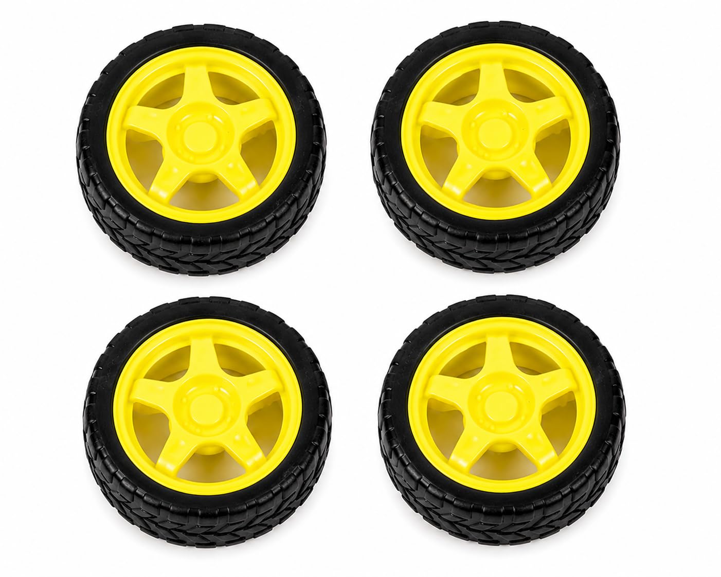 DIY Robot Car Wheel Kit Pack of 4 – Durable Yellow Wheels with Rubber Tires for Arduino, RC Cars, Educational Models-image-44