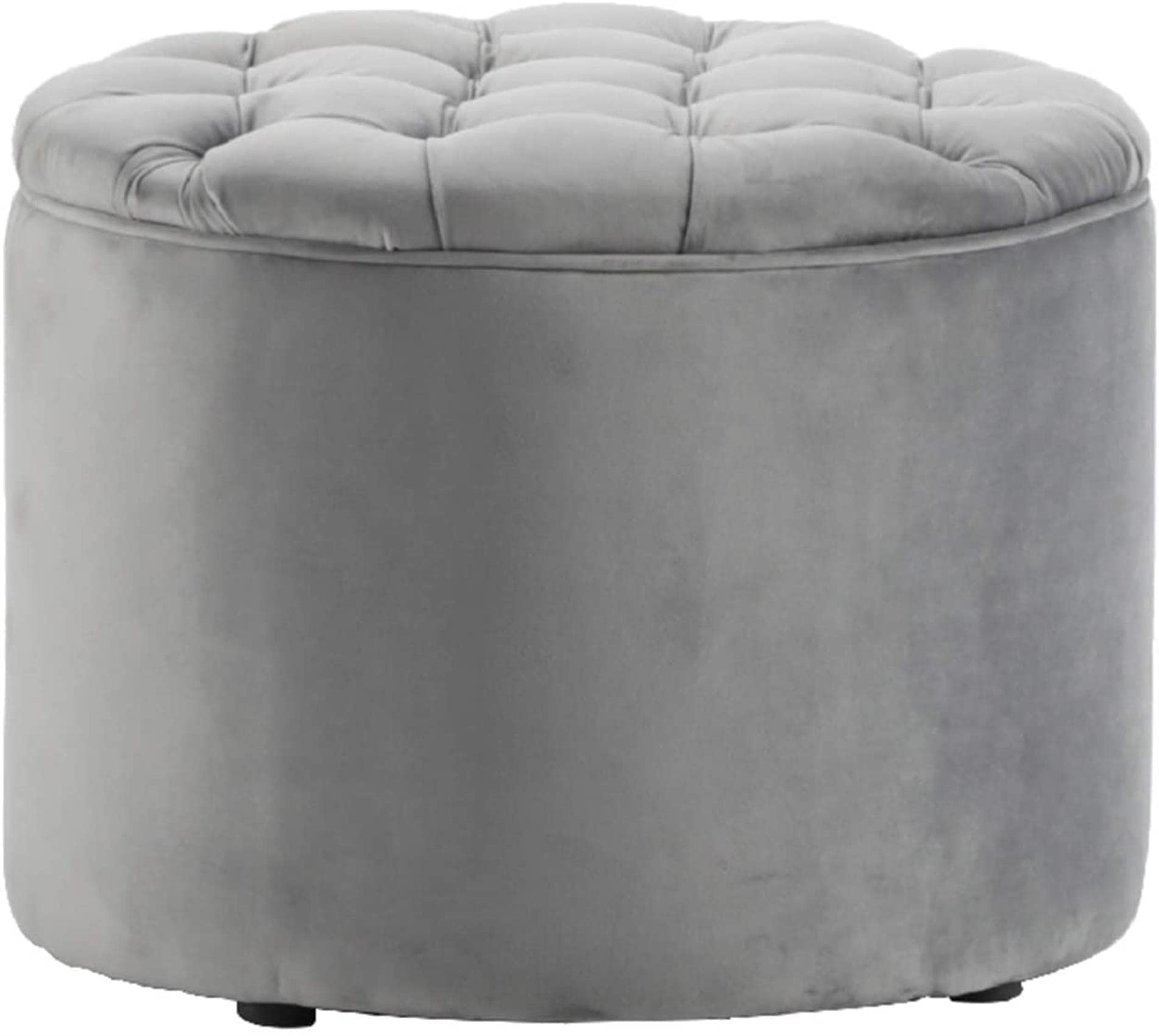 Tabouret rond en flanelle idéal comme repose-pieds de salon