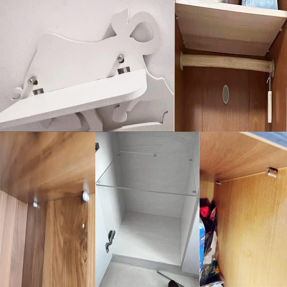 20 Pack Shelf Pegs Pins Kit Self-Tapping Shelf Support Peg Screws Bracket with Non-Slip Rubber Sleeve Cabinet Cupboard Shelves Holders for Cube Bookshelf Tier Bookcase Book Shelf Closet