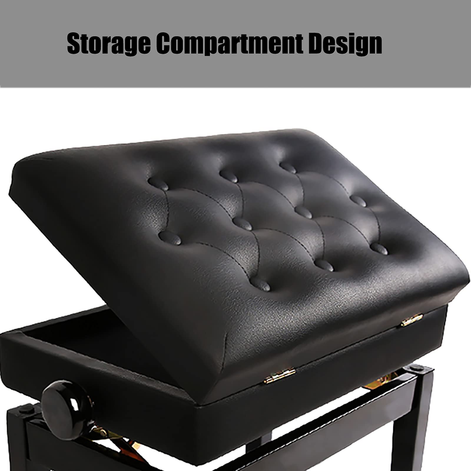 Sgabello Per Pianoforte AHWOiHS - Altezza Regolabile 48-56cm | Con Vano Portaoggetti - Foto 10