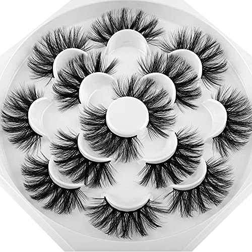 Ruairie False Eyelashes Fluffy Volume 20mm 3D Fake Eye Lashes Wispies Natural Faux Mink Lashes 7 Pairs