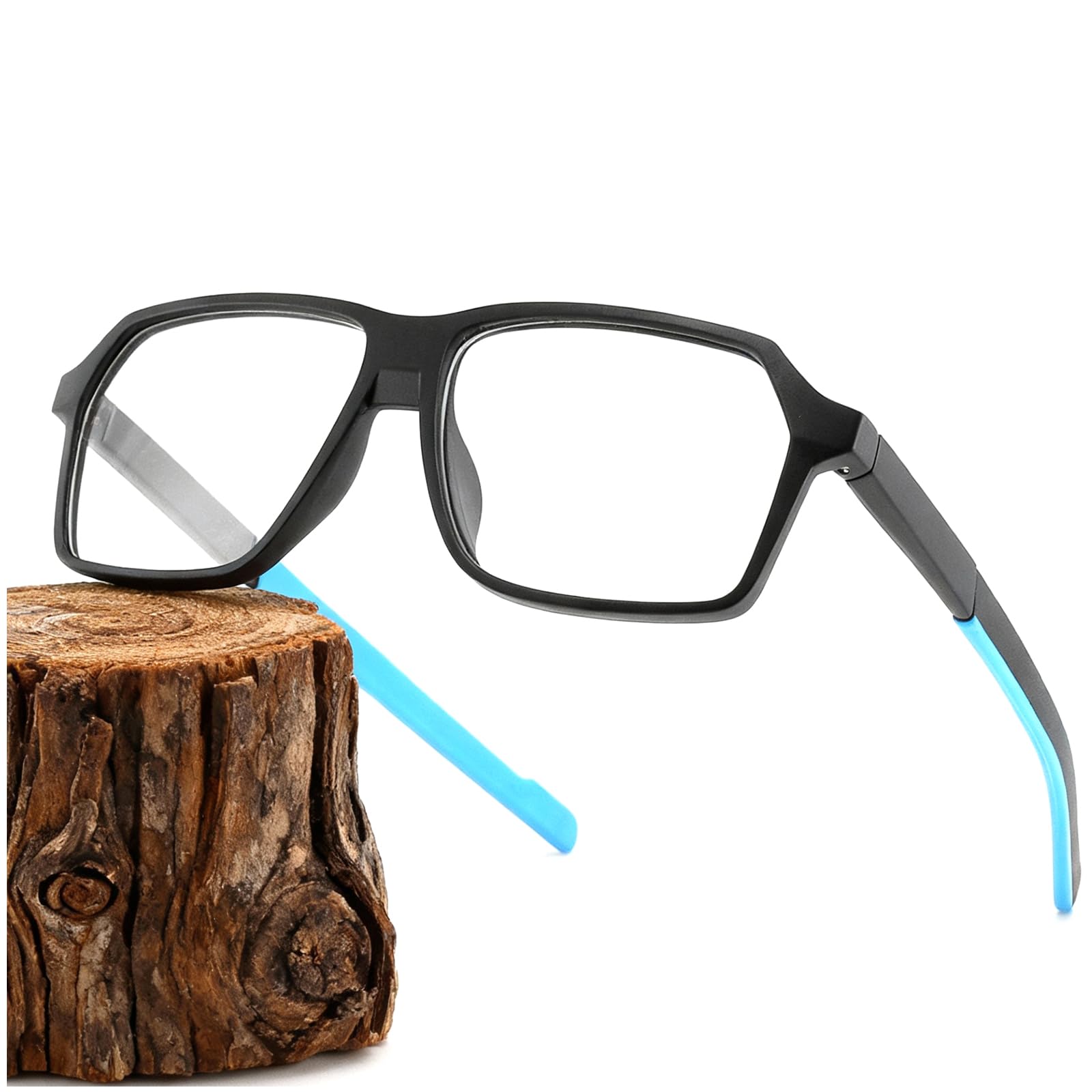 KUKU Blaulichtfilter Brille Ohne Stärke Damen Herren, TR90 Gestell Große Rahmen Rechteckig Computerbrille Lesebrille mit Blaulichtfilter Gaming Blue Light Blocking (Blau)
