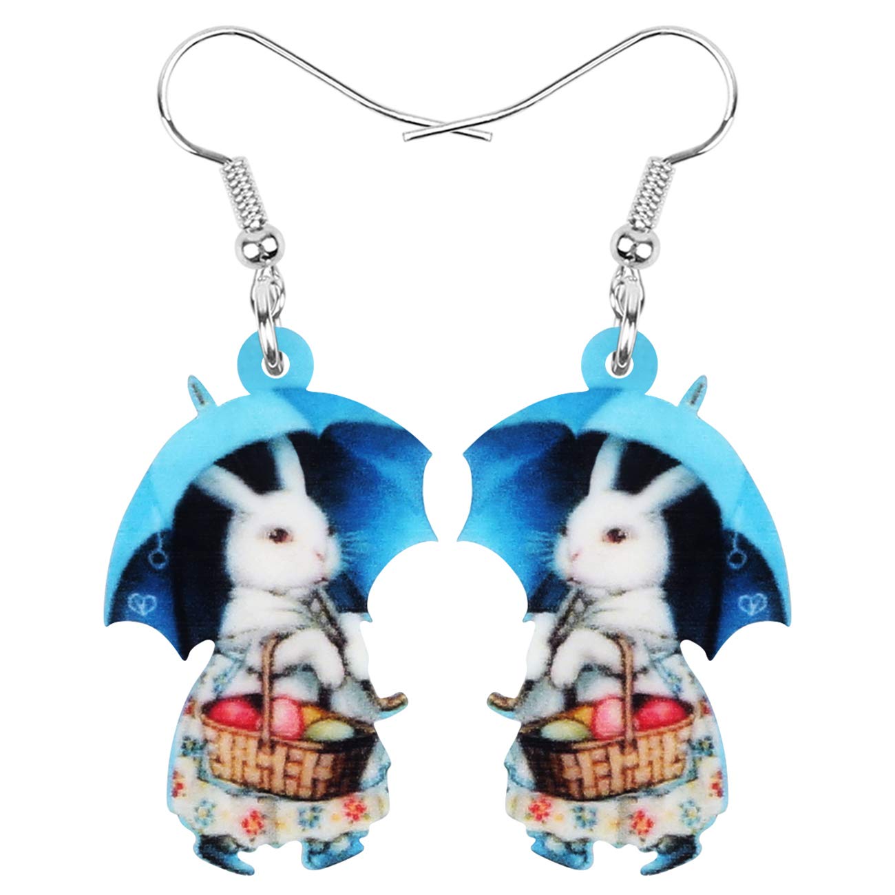 Acrylic Easter Basket Eggs Bunny Rabbit Earrings Drop Dangle Jewelry Gifts for Women Girls Funny Party Decoration