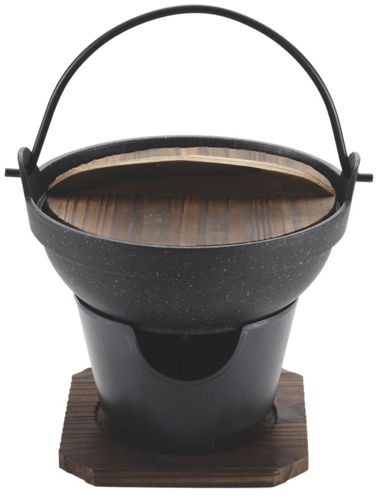 Amazon.co.jp: パール金属 いろり鍋 16cm 木蓋 コンロ付 セット