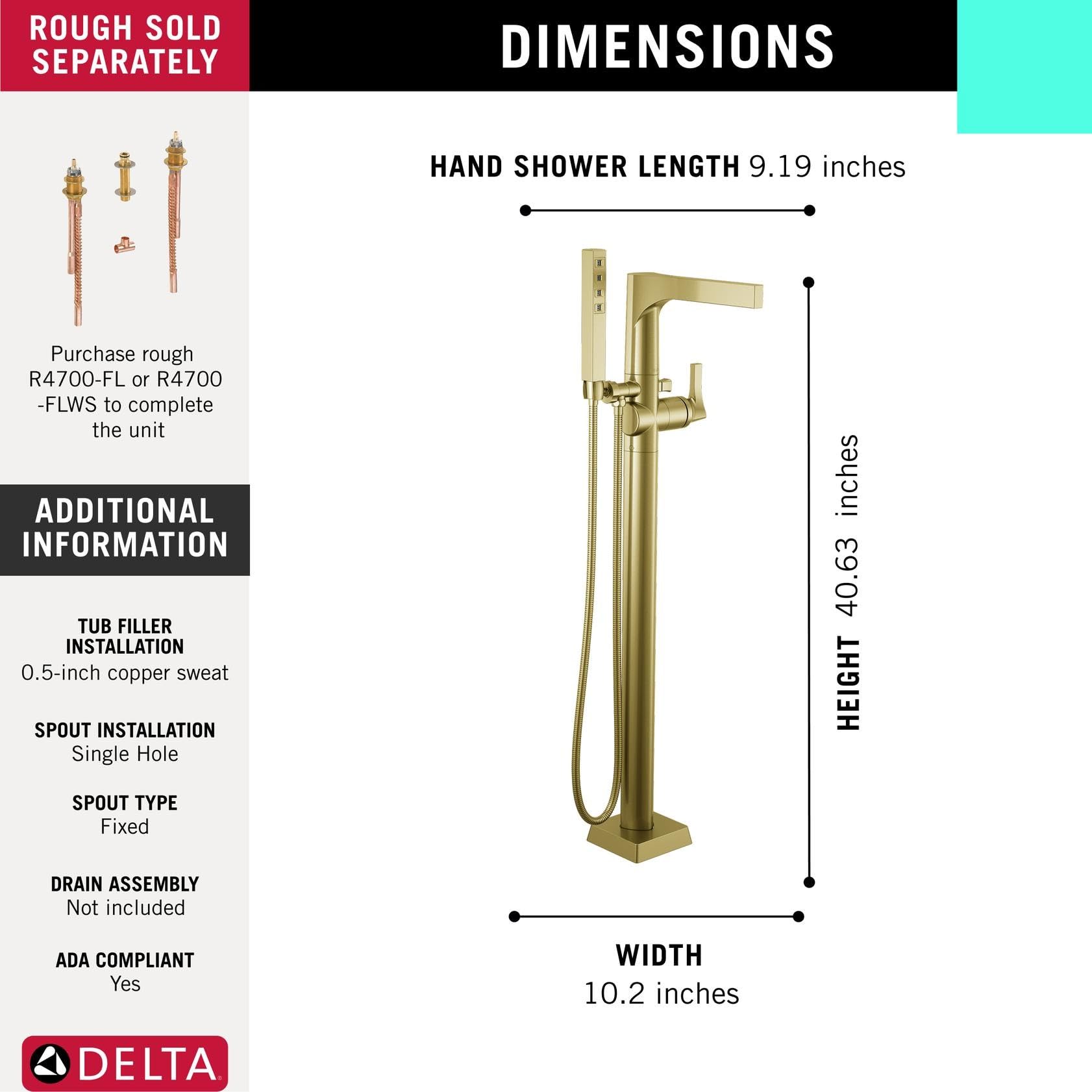 Delta Faucet Zura Floor Mount Tub Filler - Freestanding Roman Tub