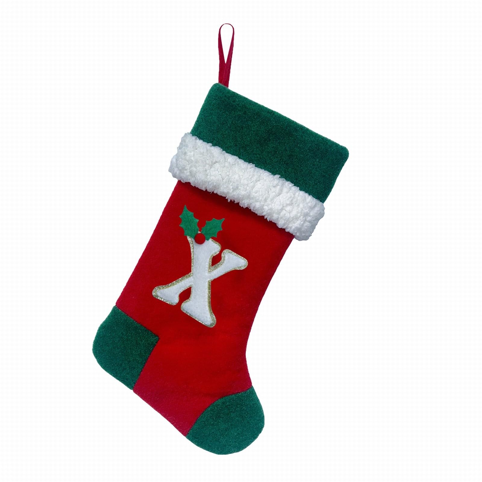 18 Inches Monogram Christmas Stockings With Letters Large Soft Christmas Stockings Red Velvet With White Soft Plush Cuff For Christmas Xmas Tree Holiday Fireplace Family Decor Gifts (X)