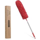 Dusters Microfiber Feather Duster, Extendable Duster with 100 inches Extra Long Pole, Cleaning Tools for Ceiling Fan, Cobweb, Car Exterior, Bendable Head Feather Duster(Red)