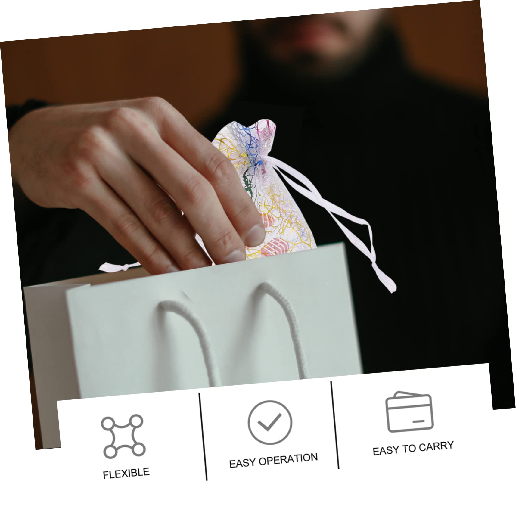 PACKOVE 500pièces Sachets Organza Avec Cordon De Serrage Poches Tulle Doré Pour Et