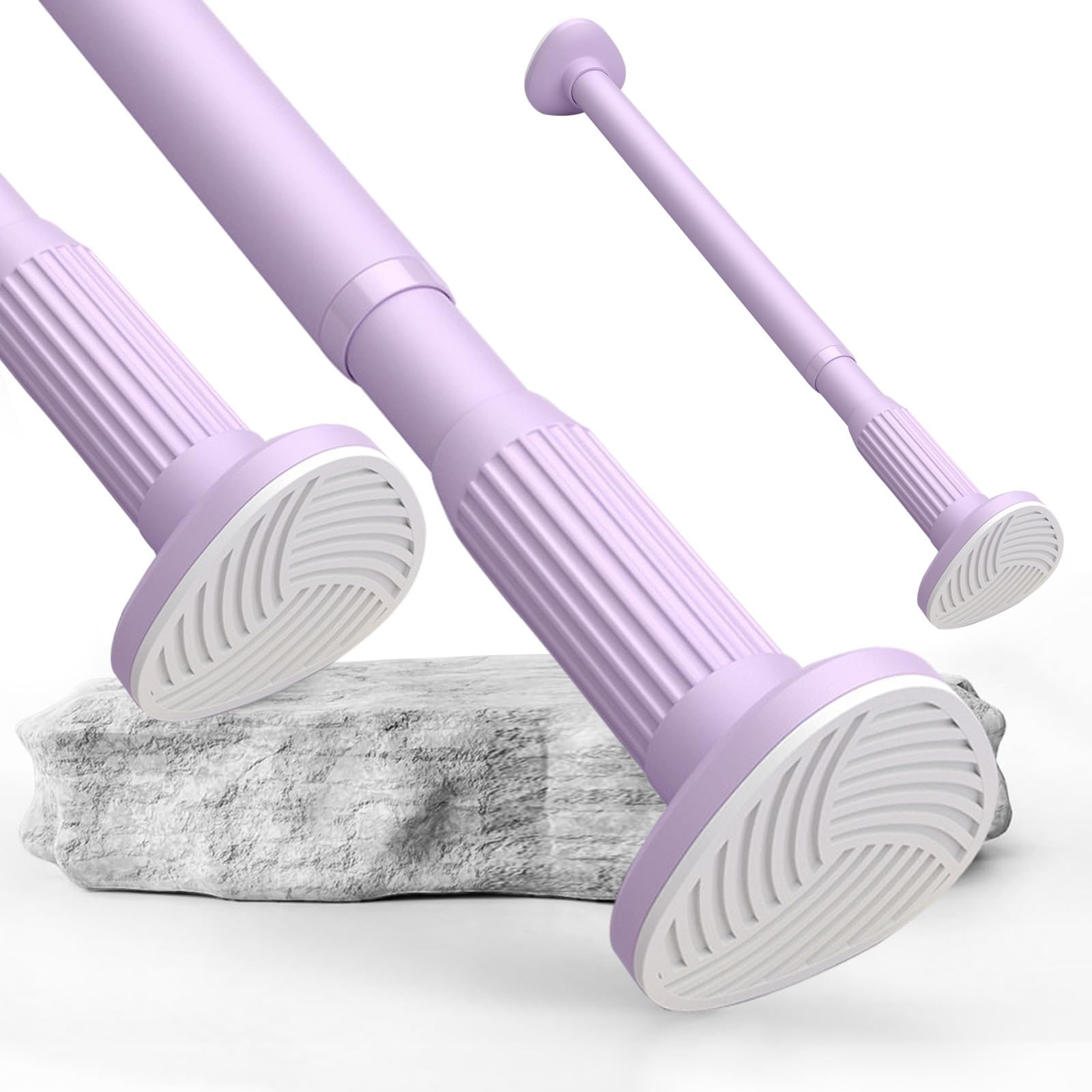 Barra telescópica extensible sin taladrar para baño, armario, ventana, separador de habitaciones, diseño antideslizante, color morado, 310-400 cm