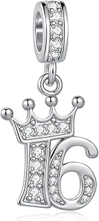 12-70th Birthday Crown Charm Compatible with Pandora Charms Bracelets Necklace for Birthday Mother's Day Christmas Jewelry Gifts for Women