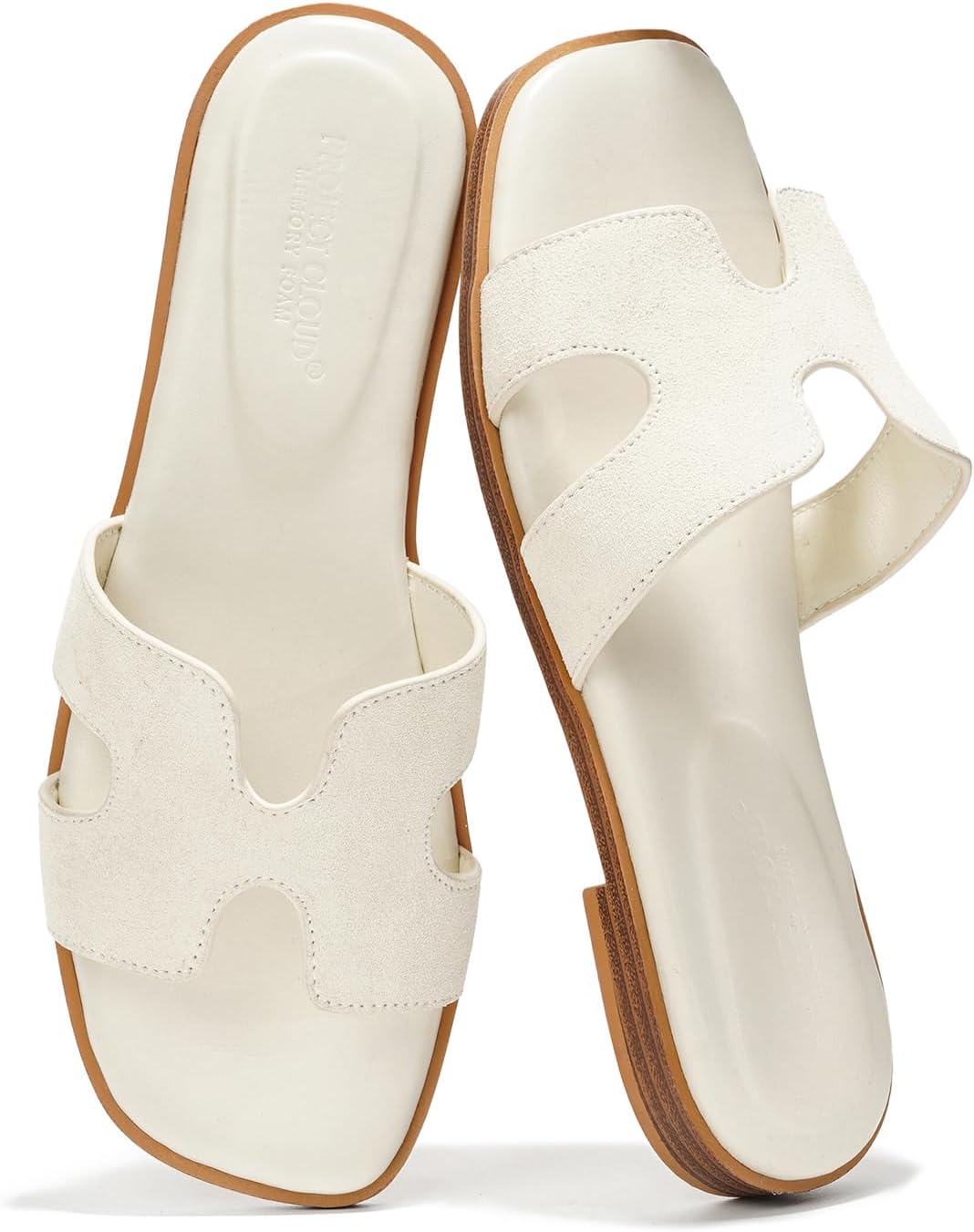 Project Cloud 100% Genuine Leather Sandals for Women 2026 - Fashion Flat Womens Sandals with Memory Foam Insole Slides Sandals Women Footwear - Mules Women's Sandals (Jannel)