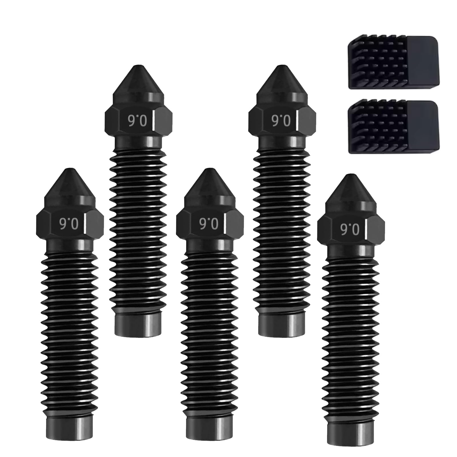 IdeaFormer 5 sztuk 0,6 mm dysza ze stali hartowanej z 2 silikonowymi szczotkami do dysz Elegoo Centauri Carbon, Hardened Steel Extruder Hotend Nozzles do Elegoo Centauri Carbon