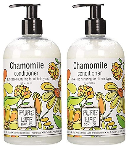 Pure Life Soap Co. Chamomile Conditioner (Pack of 2) With Chamomile Extract, Aloe Vera, Sesame Oil, Soy Protein, Brown Rice, Vitamin C, Certrimonium Chloride, Vitamin A and E, 15 fl. oz. each