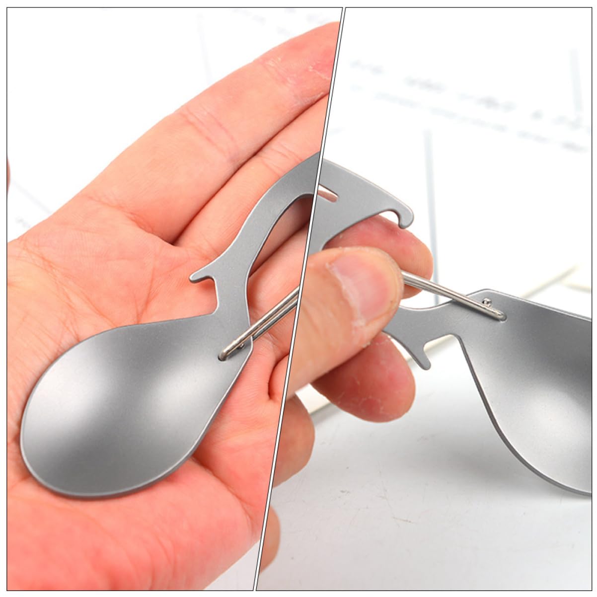 TOYANDONA 5 Pièces Vaisselle Multifonctionnelle En Titane Couverts Portable Camp Cuillère à Petit Voyage Pliant Ustensiles Pliable Spork Multifonction