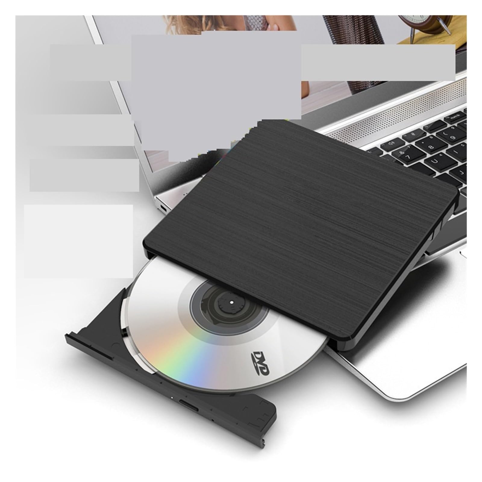 Zewnętrzny Napęd Optyczny USB, Nagrywarka Dysków, Komputer Przenośny, Odtwarzacz Napędu Optycznego Wyczyść Proces Odtwarzania(4-in-1 Multi-Function Burner)